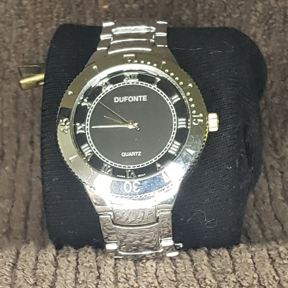 Dufonte Silver and Black Men's Watch